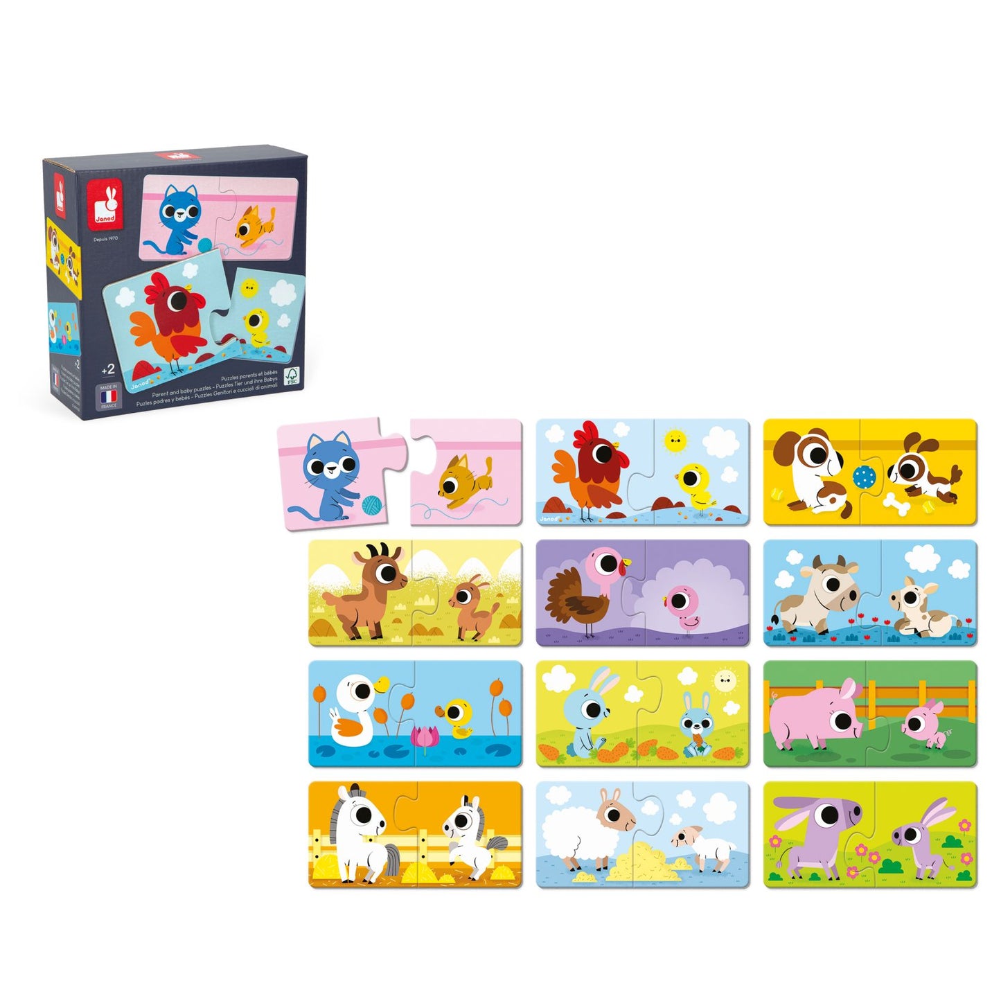 Puzzles Padres y bebés animales- Janod