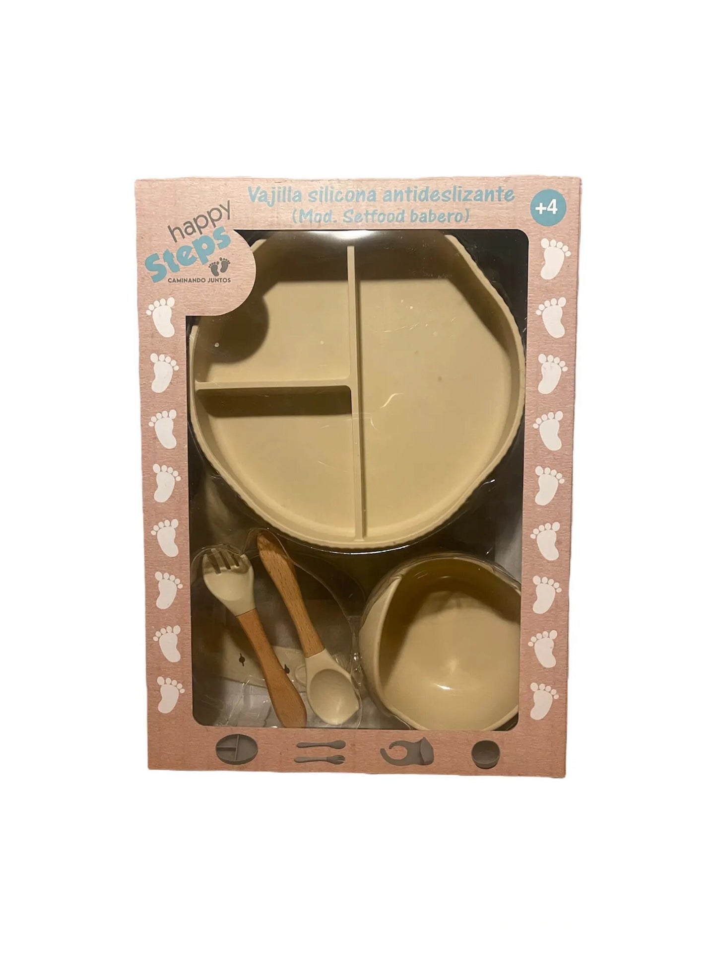 Set Food babero Beige- Happy Steps