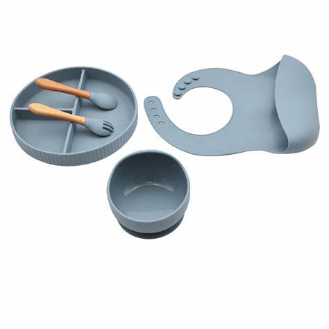 Set Food babero Gris- Happy Steps