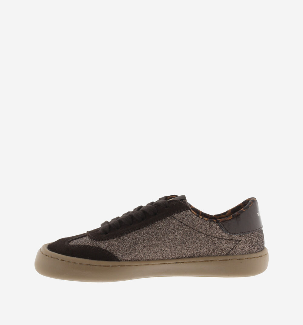 Zapatilla Olmo Barefoot Glitter y Serraje Marrón - Victoria