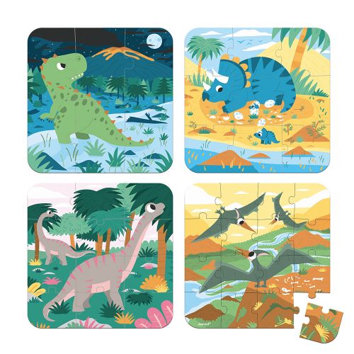 4 puzzles Los dinosaurios- Janod