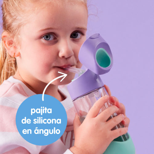 Botella tritán con pajita 450ml Lilac Pop-B.Box